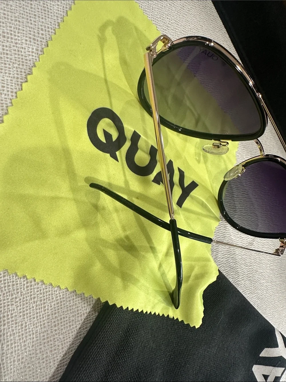 Quay Australia Aviator Sunglasses in Black with Gold Frame